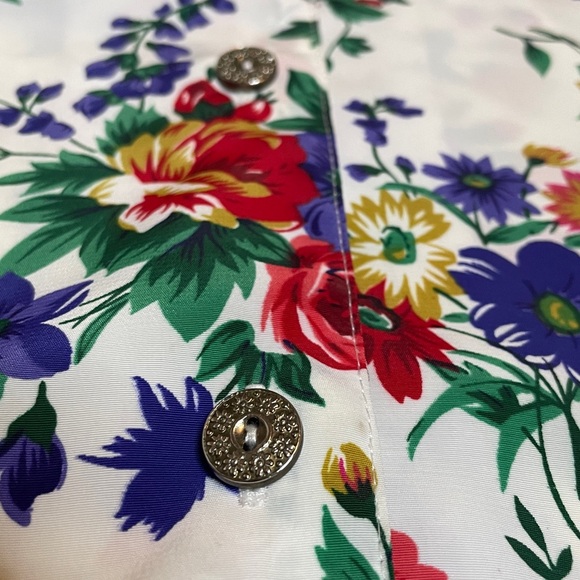 Vintage Autumn floral pattern short sleeve blouse - Picture 9 of 12